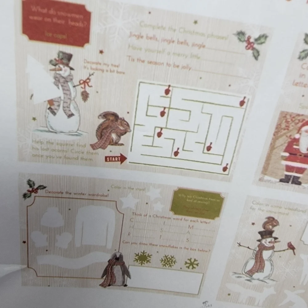Christmas 2 sets Pier 1 activity placemats Xmas 16 mats 4 designs sealed T22